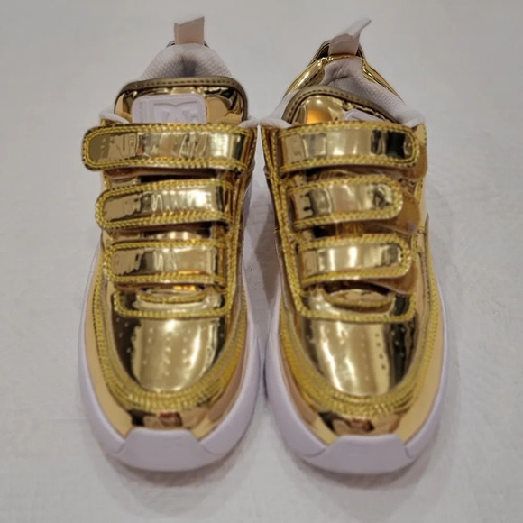 DC Tribeka V Le Gold Sate Shoe Sneaker Women's Size 5.5 Unilite New - Picture 3 of 10